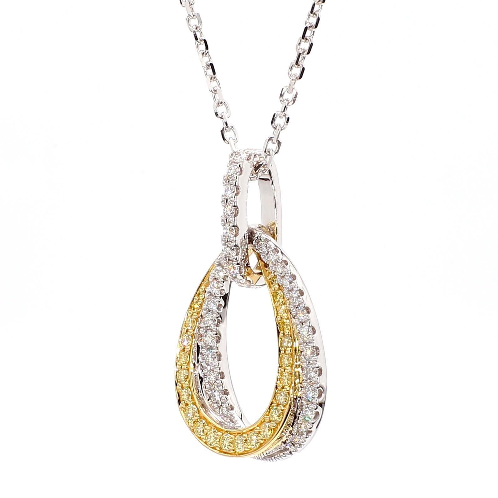 1.00TCW White & Yellow Round Cut Lab Grown Diamond beautiful Drop Circle pendant