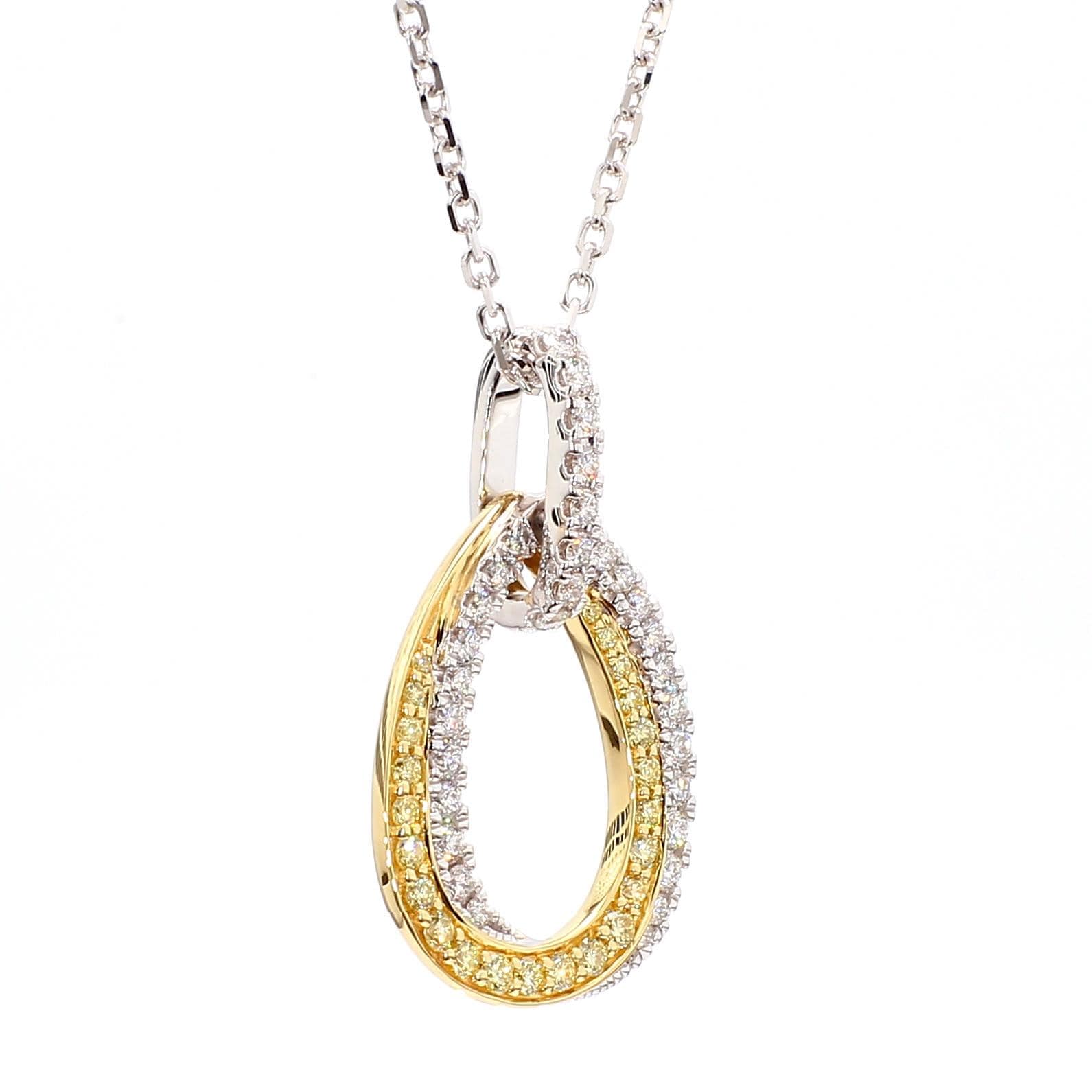 1.00TCW White & Yellow Round Cut Lab Grown Diamond beautiful Drop Circle pendant