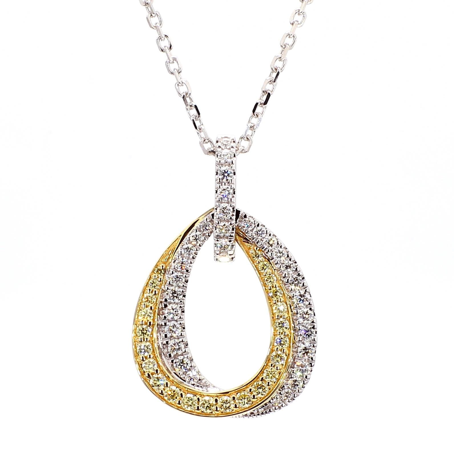 1.00TCW White & Yellow Round Cut Lab Grown Diamond beautiful Drop Circle pendant