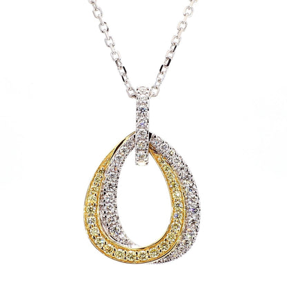 1.00TCW White & Yellow Round Cut Lab Grown Diamond beautiful Drop Circle pendant