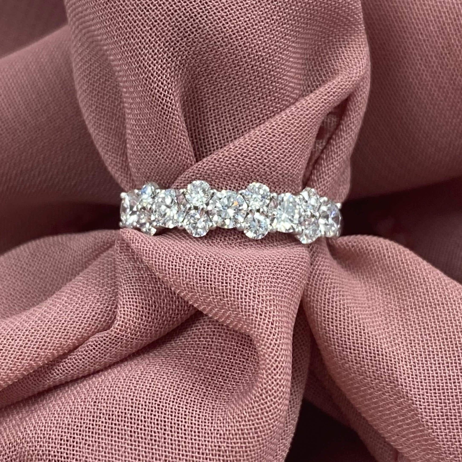 1.10CT Round Cut Moissanite Diamond 13 Stone Anniversary Wedding Band 14KT Gold Ring