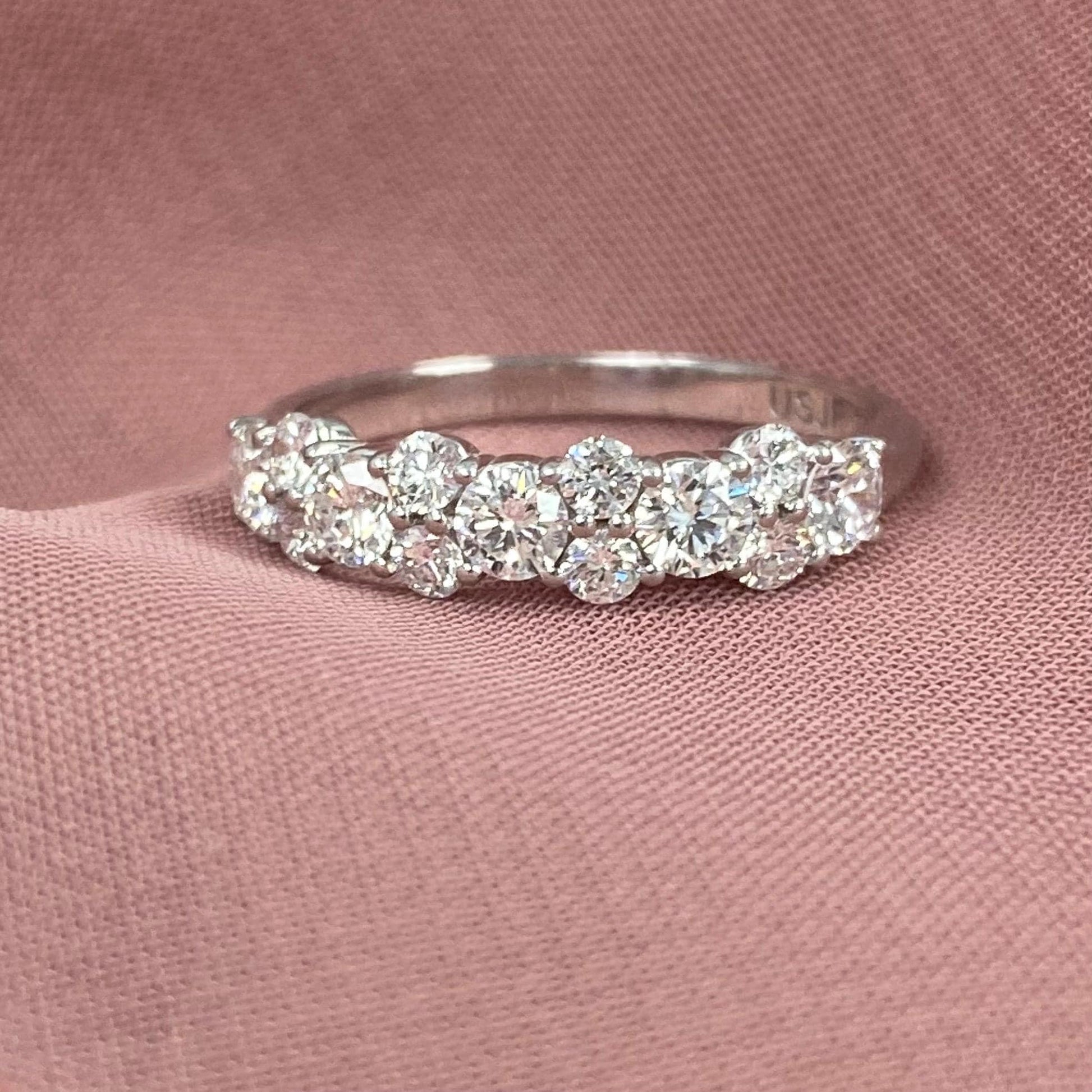 1.10CT Round Cut Moissanite Diamond 13 Stone Anniversary Wedding Band 14KT Gold Ring