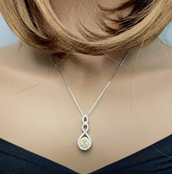 1.30TCW Intense Yellow Oval Cut Lab Grown Diamond Drop Halo beautiful pendant