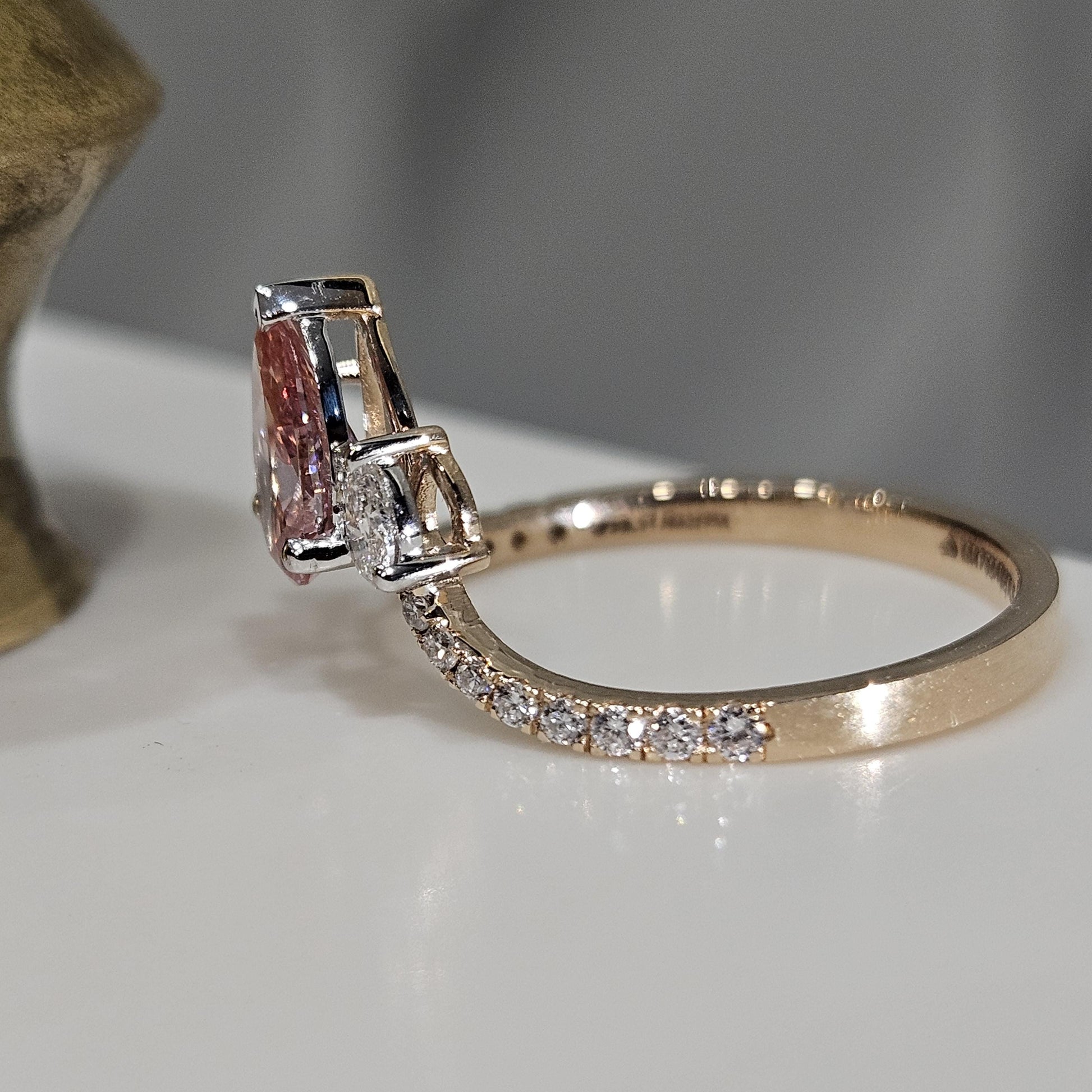 1.40 CT Pear Cut Pink Lab-Grown Diamond Valentine Anniversary Engagement Ring