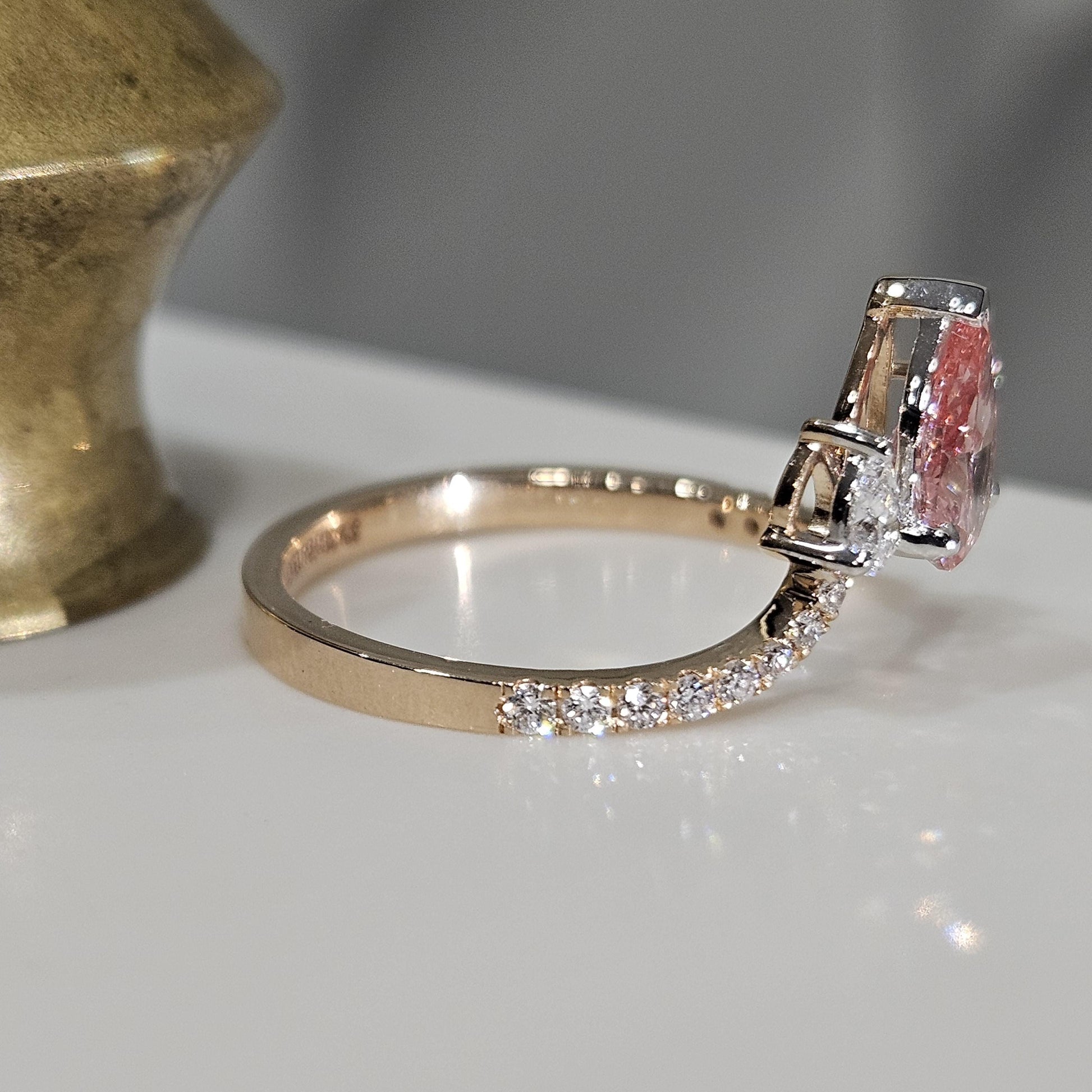 1.40 CT Pear Cut Pink Lab-Grown Diamond Valentine Anniversary Engagement Ring