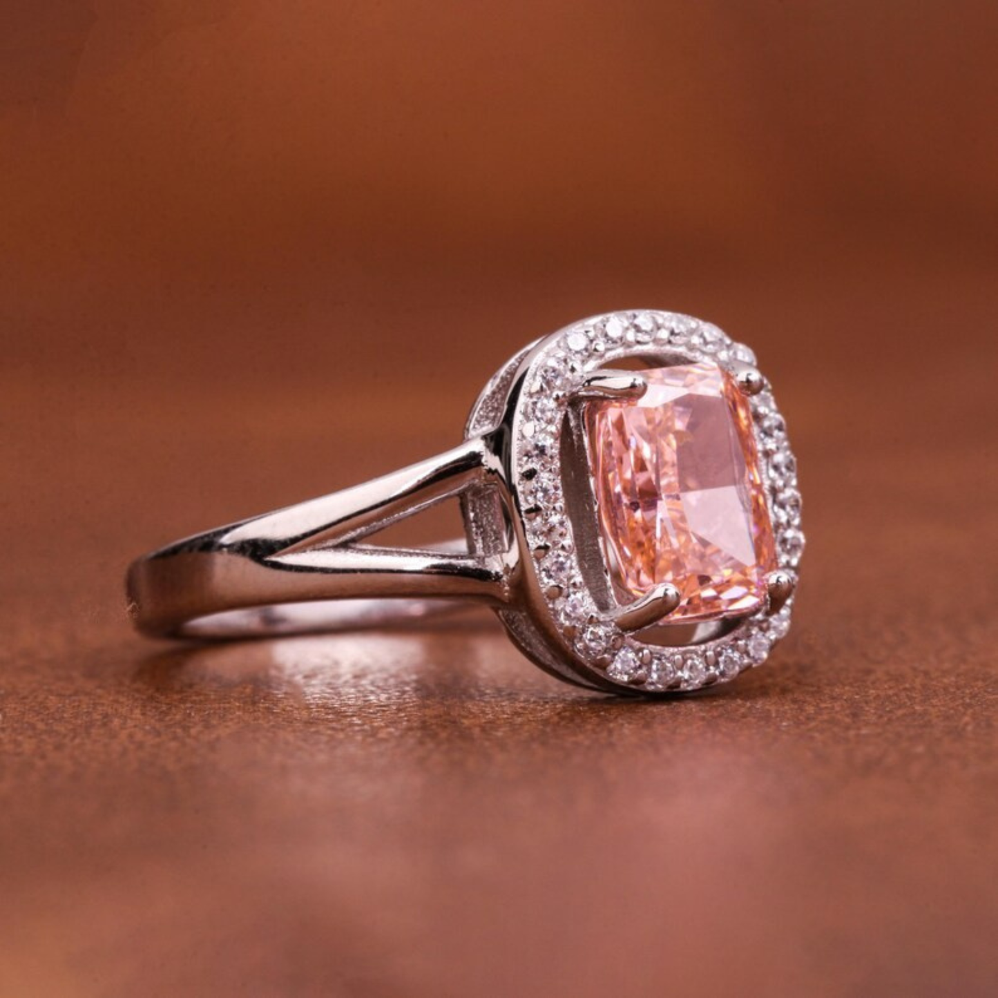 1.50 CT Cushion Cut Fancy Intense Pink Lab Grown Diamond Engagement Ring 14Kt Solid Gold Split Sank Halo Wedding Anniversary Ring