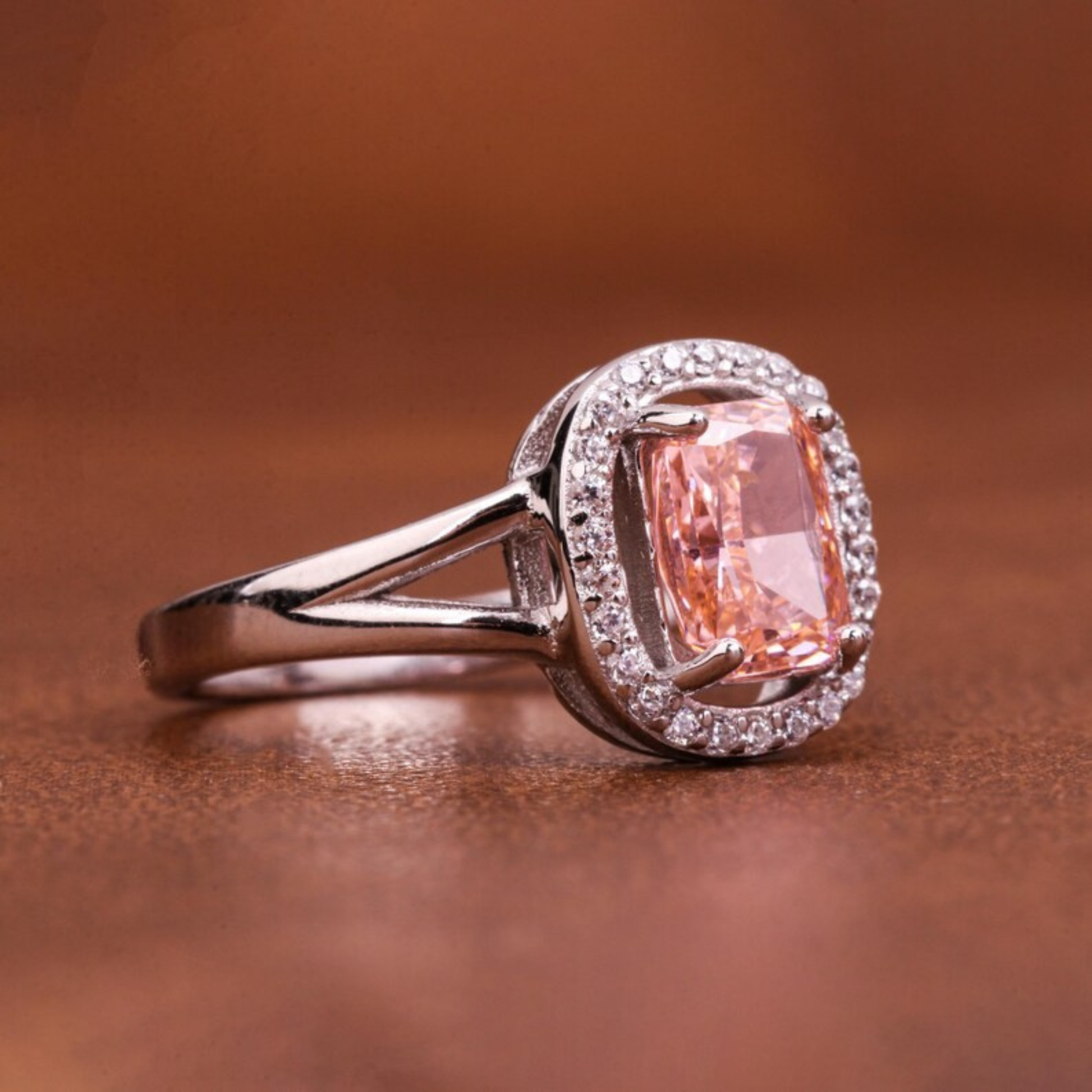 1.50 CT Cushion Cut Fancy Intense Pink Lab Grown Diamond Engagement Ring 14Kt Solid Gold Split Sank Halo Wedding Anniversary Ring