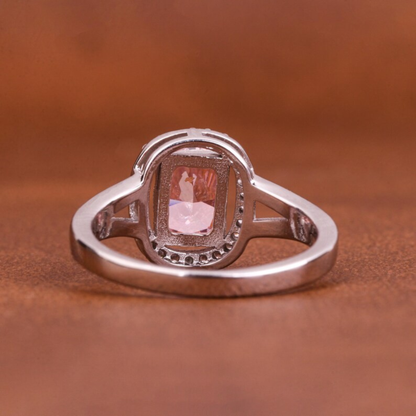 1.50 CT Cushion Cut Fancy Intense Pink Lab Grown Diamond Engagement Ring 14Kt Solid Gold Split Sank Halo Wedding Anniversary Ring