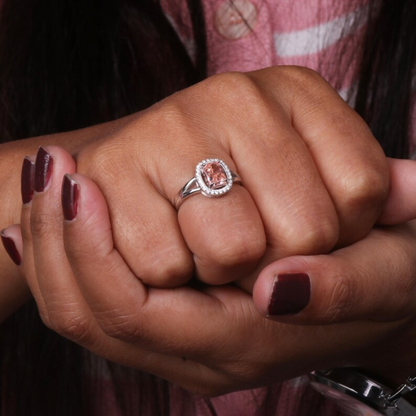 1.50 CT Cushion Cut Fancy Intense Pink Lab Grown Diamond Engagement Ring 14Kt Solid Gold Split Sank Halo Wedding Anniversary Ring