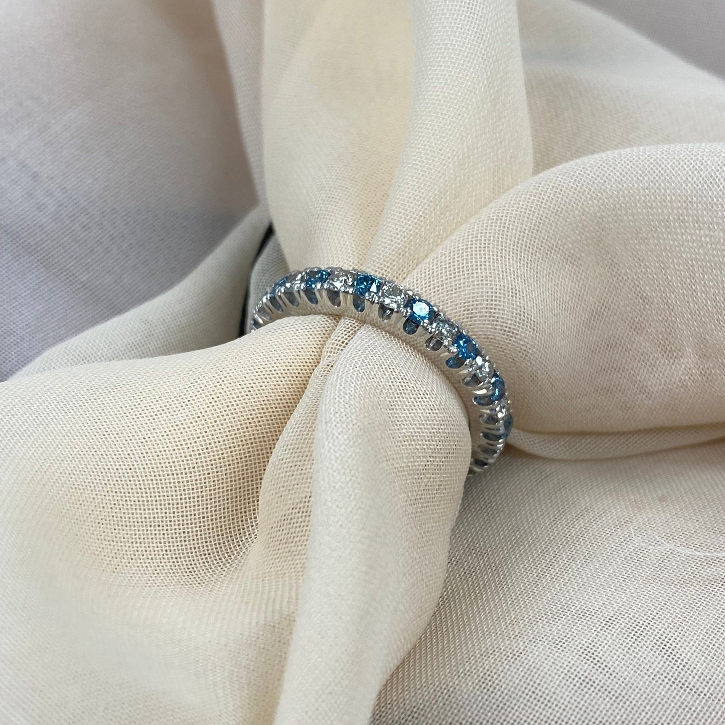 1.50CT White Blue Lab Grown Diamond Full Eternity design Anniversary Wedding Band