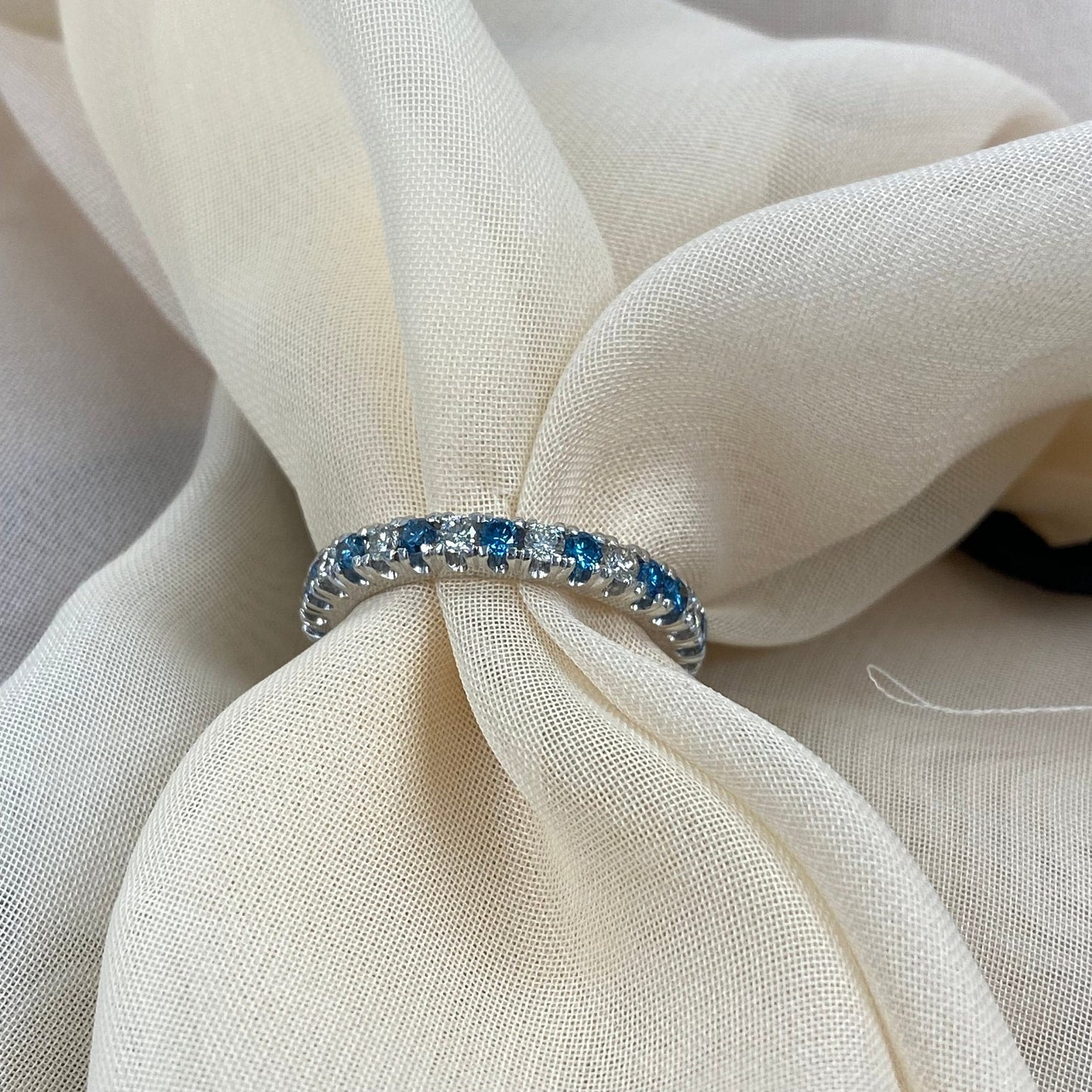 1.50CT White Blue Lab Grown Diamond Full Eternity design Anniversary Wedding Band