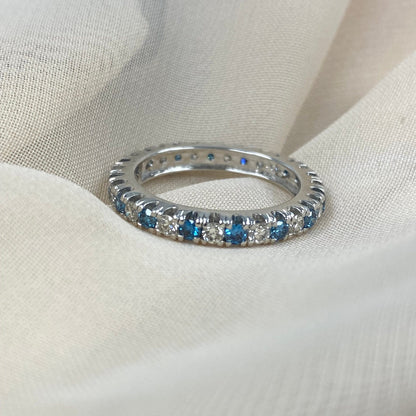 1.50CT White Blue Lab Grown Diamond Full Eternity design Anniversary Wedding Band