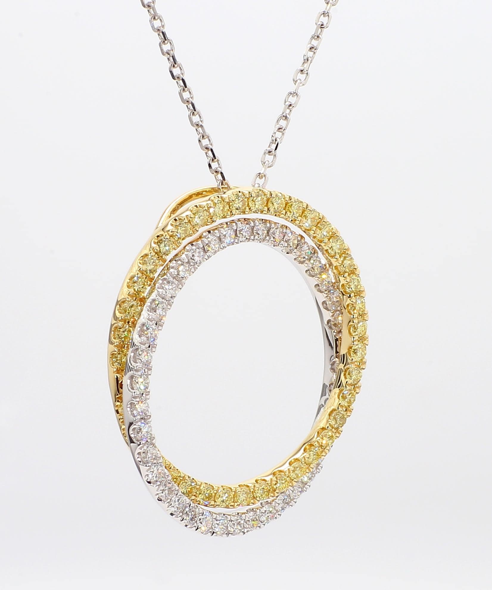 1.65TCW White & Yellow Round Cut Lab Grown Diamond beautiful Circle pendant
