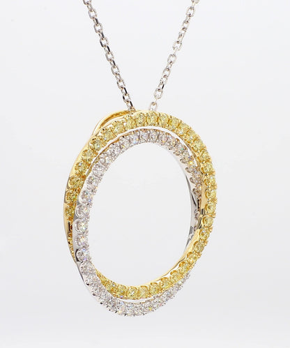 1.65TCW White & Yellow Round Cut Lab Grown Diamond beautiful Circle pendant