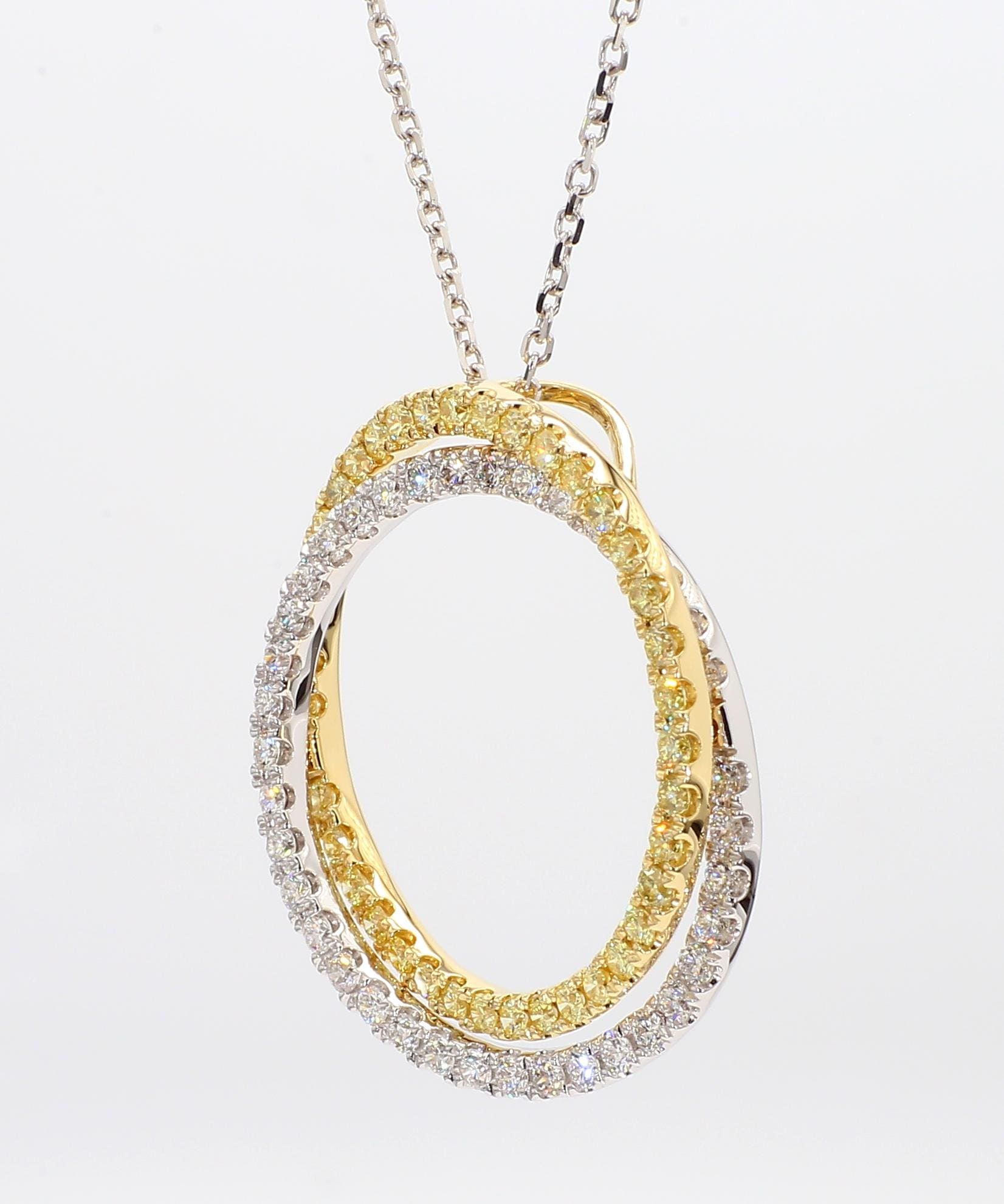 1.65TCW White & Yellow Round Cut Lab Grown Diamond beautiful Circle pendant