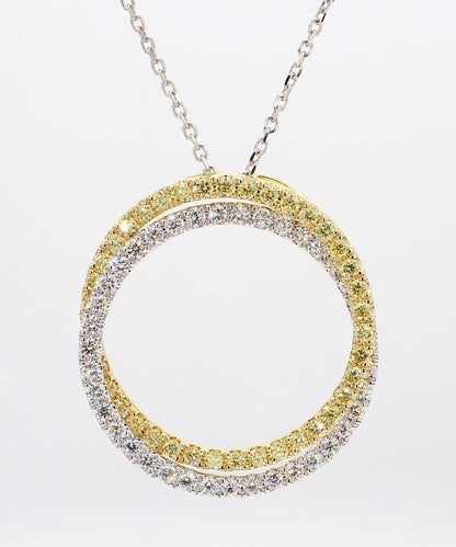 1.65TCW White & Yellow Round Cut Lab Grown Diamond beautiful Circle pendant