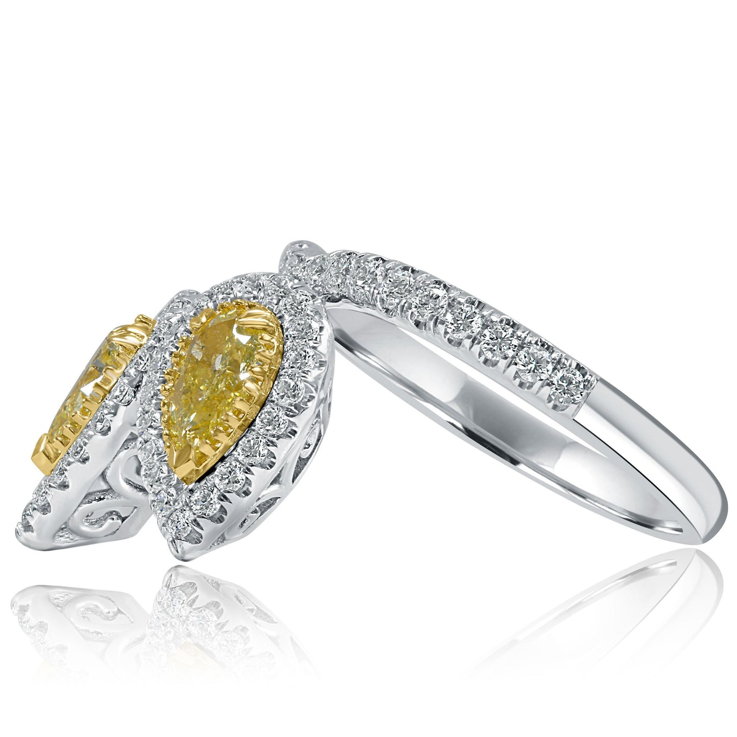 1.80CT Pear Cut Fancy Intense Yellow Lab Grown Diamond Alternative Engagement Ring