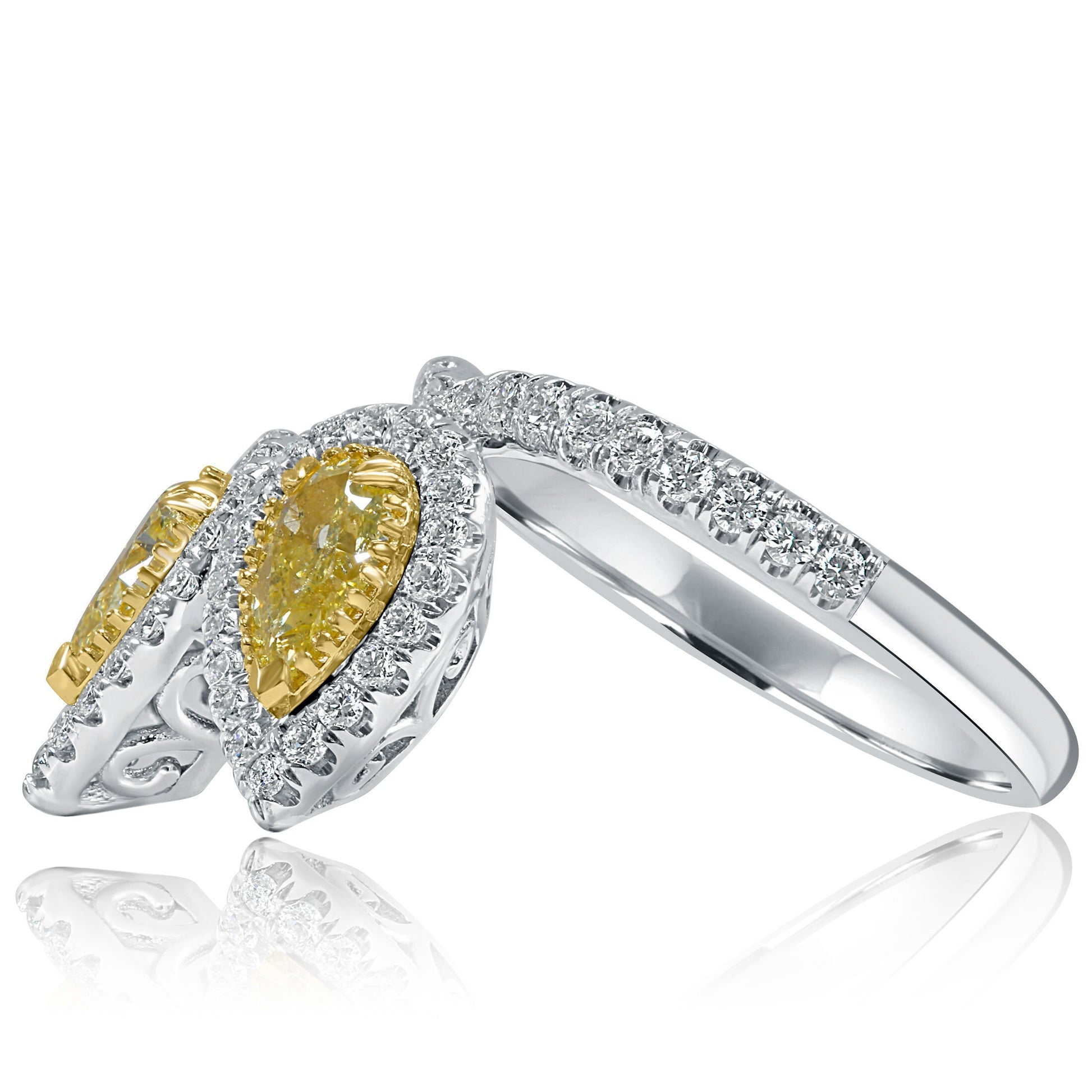 1.80CT Pear Cut Fancy Intense Yellow Lab Grown Diamond Alternative Engagement Ring