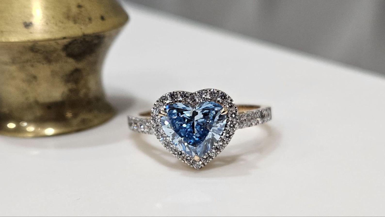 1.93 TCW Blue Heart Cut Lab-Grown Diamond Halo Engagement Ring anniversary gift