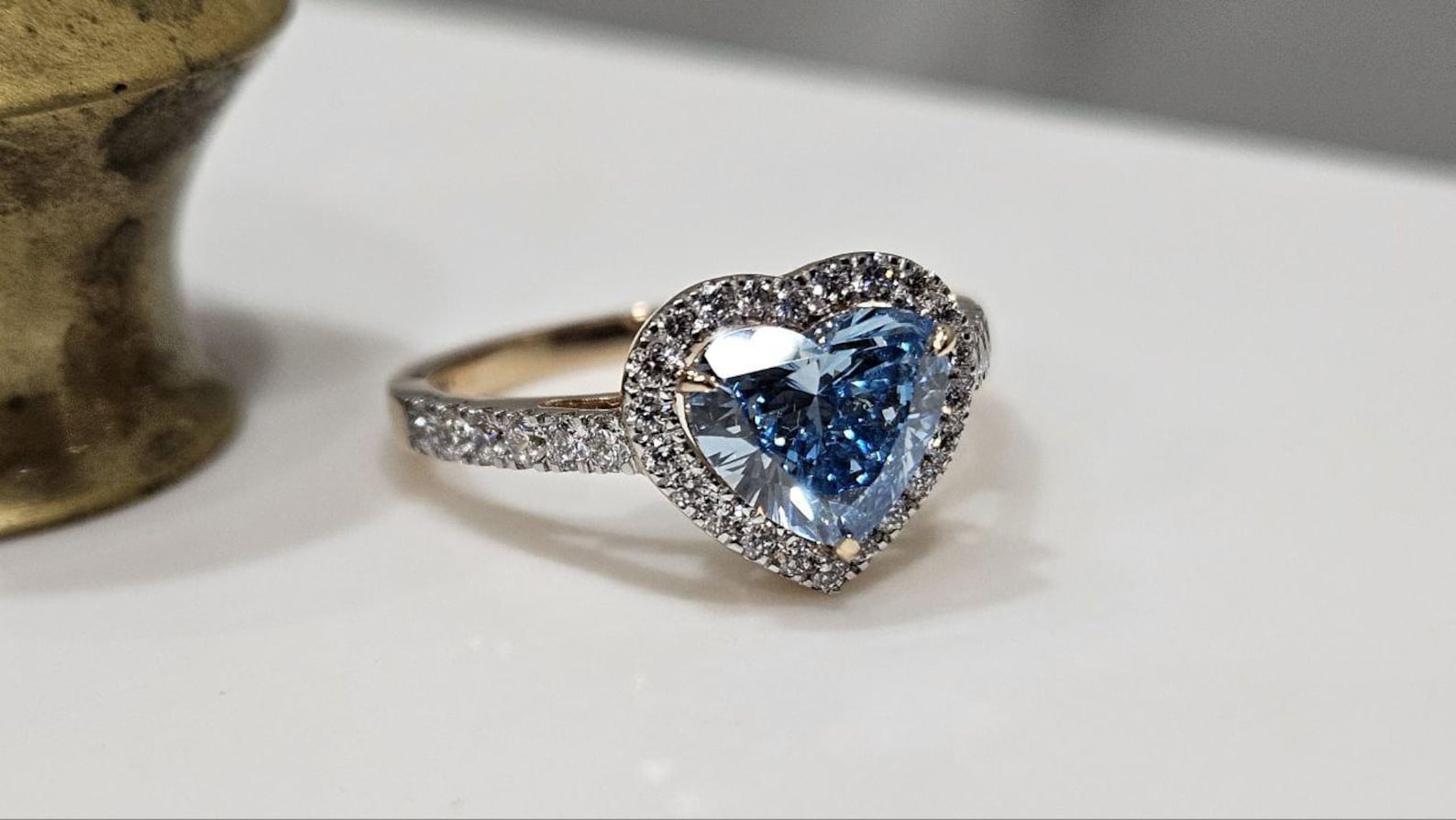 1.93 TCW Blue Heart Cut Lab-Grown Diamond Halo Engagement Ring anniversary gift