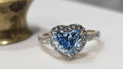 1.93 TCW Blue Heart Cut Lab-Grown Diamond Halo Engagement Ring anniversary gift