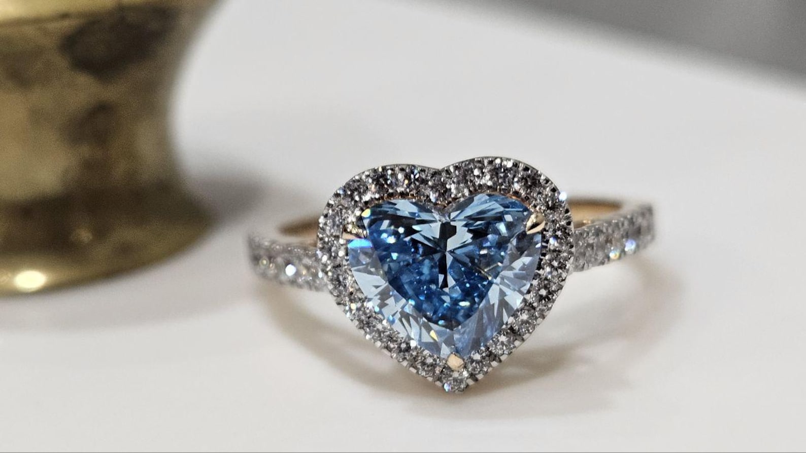 1.93 TCW Blue Heart Cut Lab-Grown Diamond Halo Engagement Ring anniversary gift