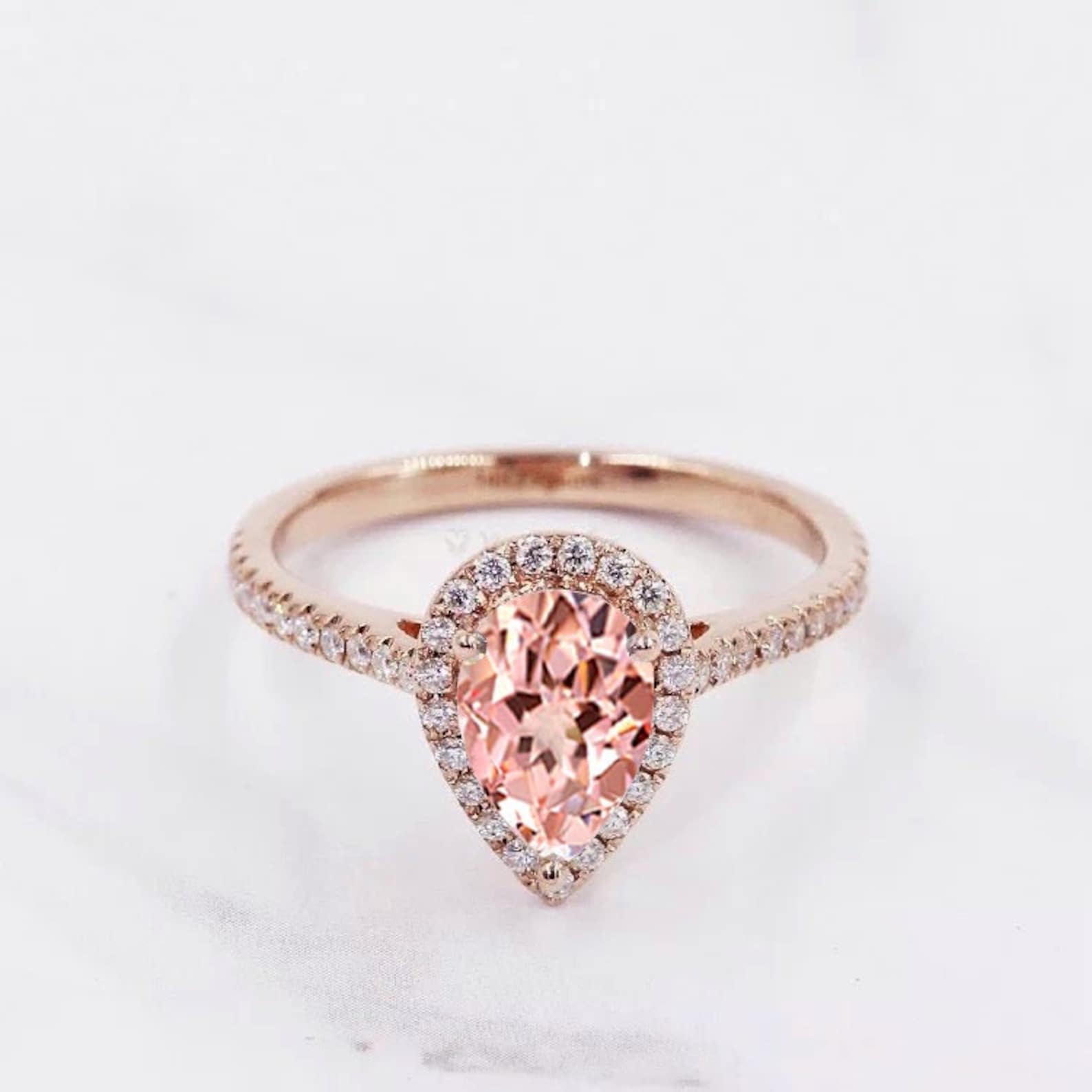 1.95 Carat Pear Fancy Intense Pink Lab Grown Diamond Halo Engagement Ring