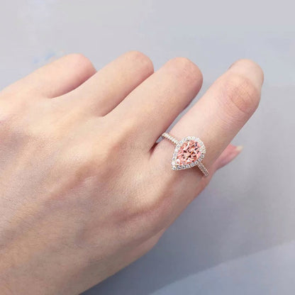 1.95 Carat Pear Fancy Intense Pink Lab Grown Diamond Halo Engagement Ring