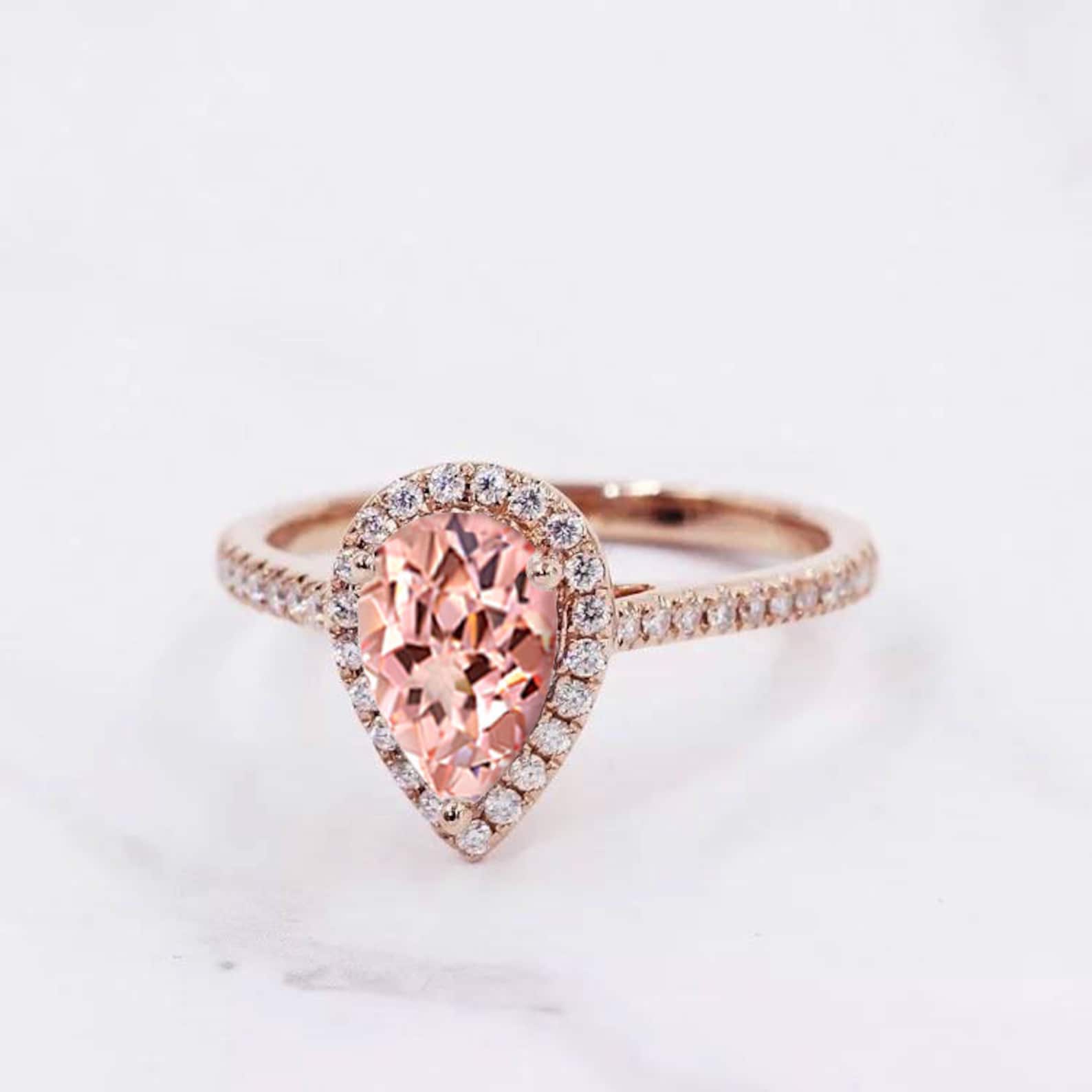 1.95 Carat Pear Fancy Intense Pink Lab Grown Diamond Halo Engagement Ring
