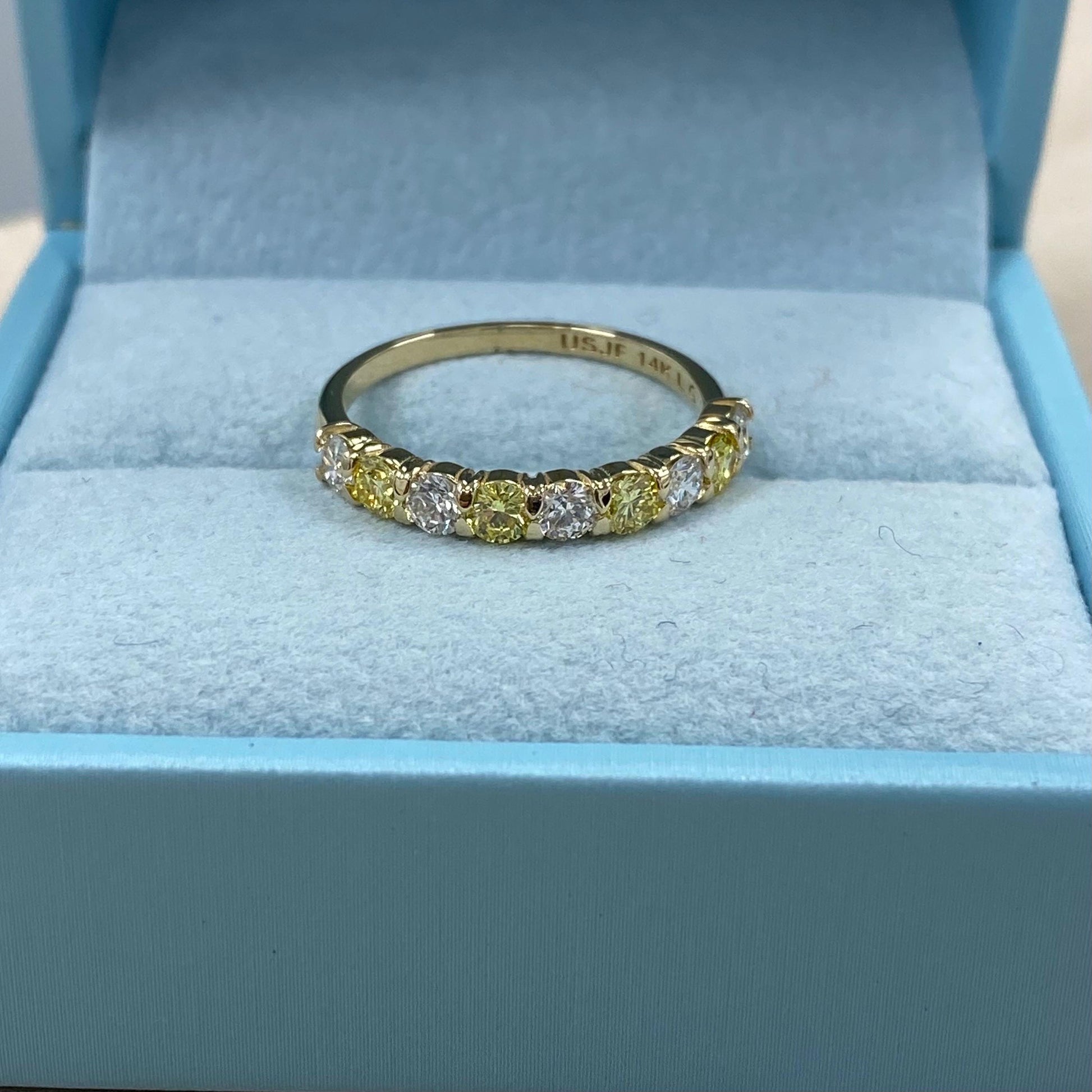 1Ct Yellow & White Round Cut Lab Grown Diamond Stacking Anniversary Wedding Band