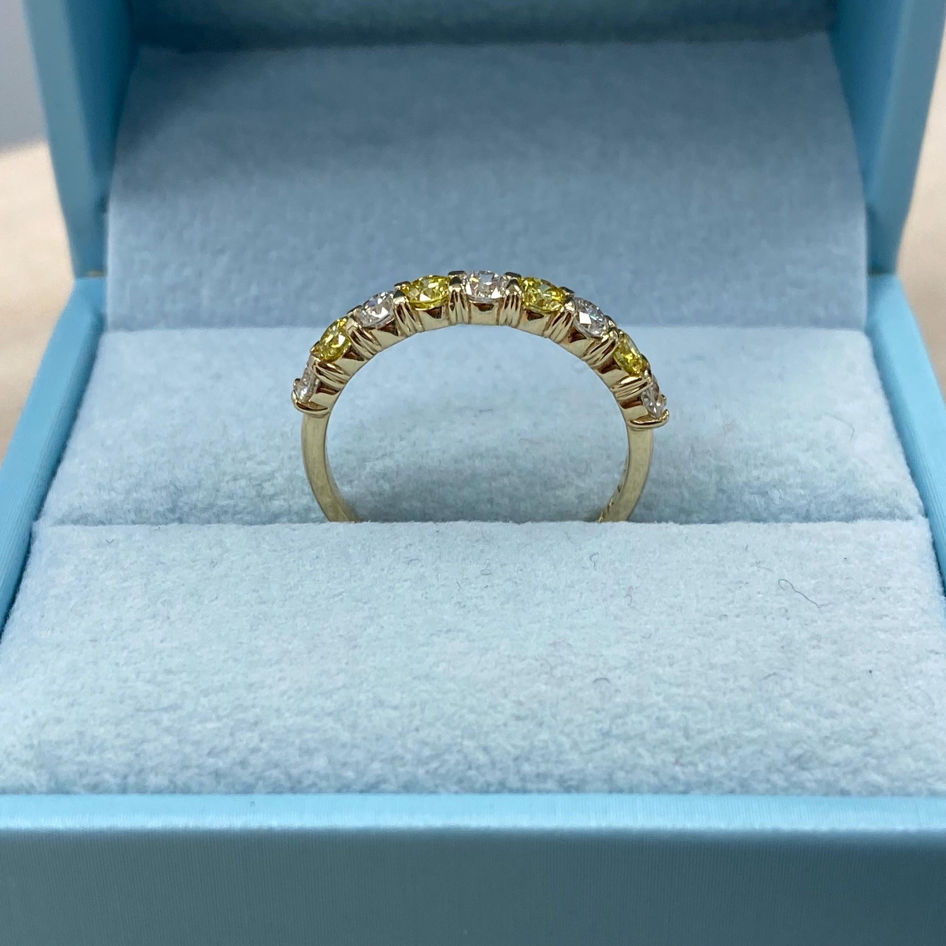 1Ct Yellow & White Round Cut Lab Grown Diamond Stacking Anniversary Wedding Band