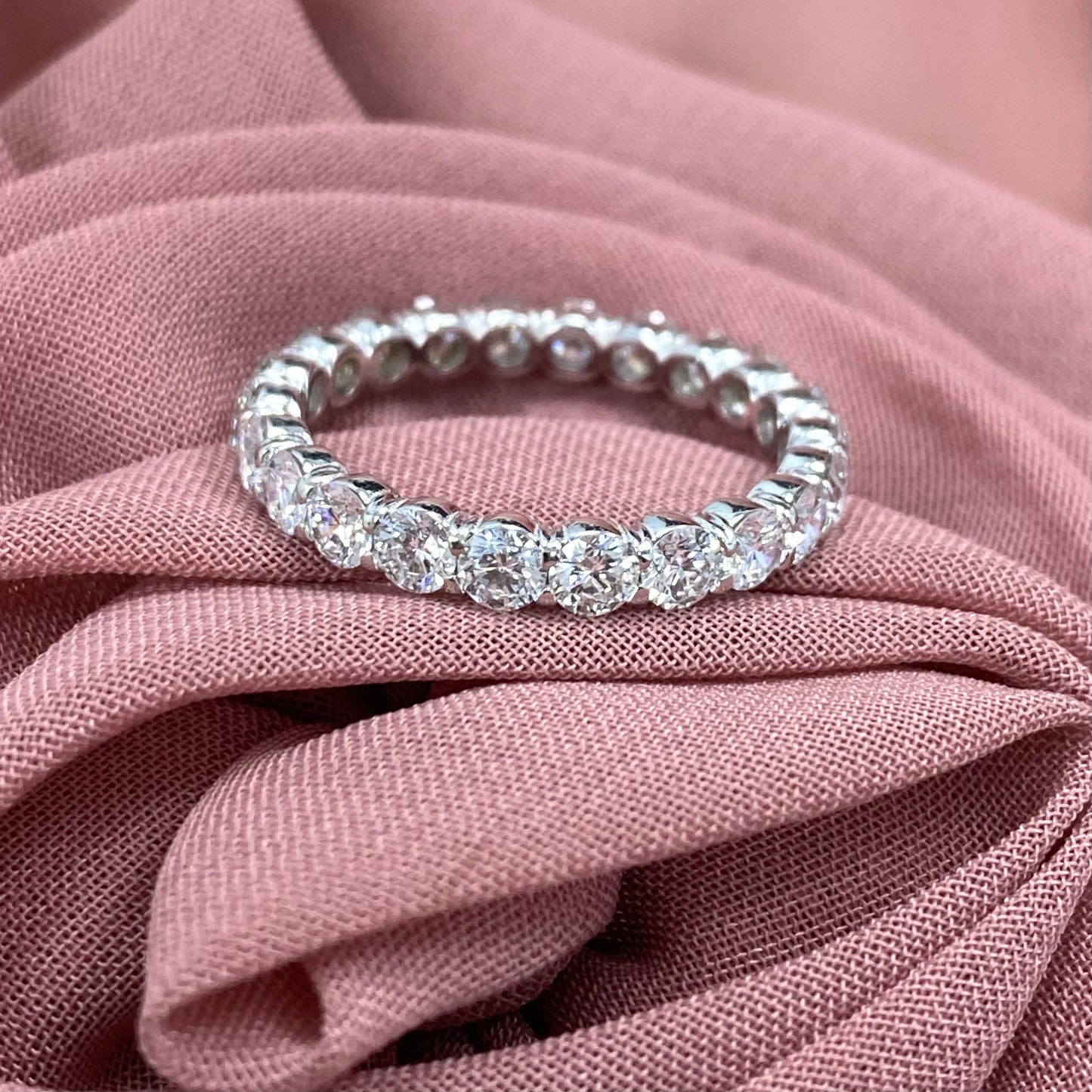 2.00 CT Round Cut Lab Grown Diamond Eternity Anniversary Wedding Band