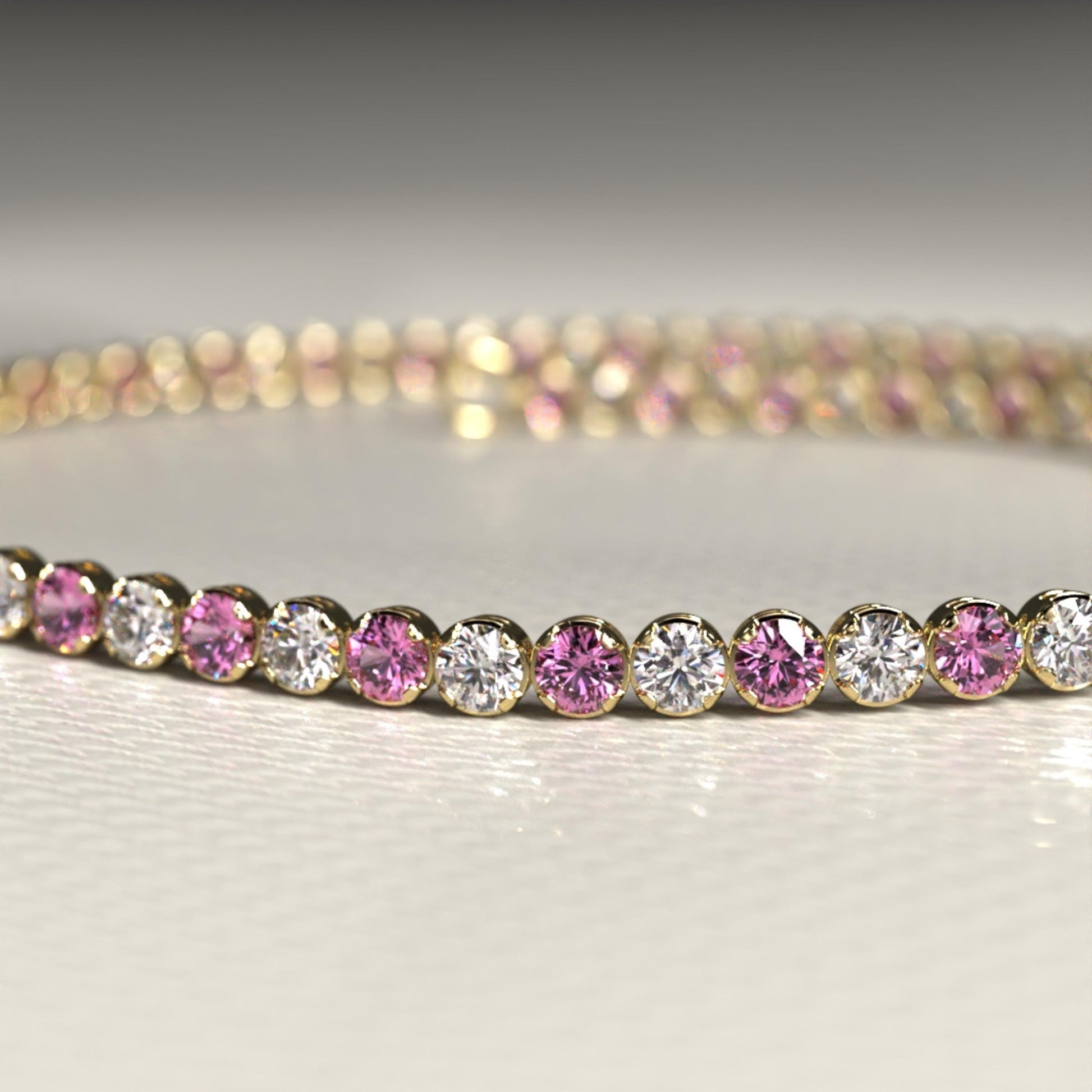 2.00 mm Intense Pink & White Lab Grown Diamond  Alternate luxurious Tennis Bracelet