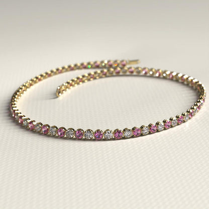 2.00 mm Intense Pink & White Lab Grown Diamond  Alternate luxurious Tennis Bracelet