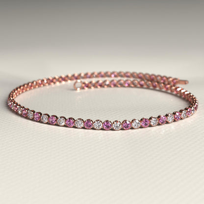 2.00 mm Intense Pink & White Lab Grown Diamond  Alternate luxurious Tennis Bracelet