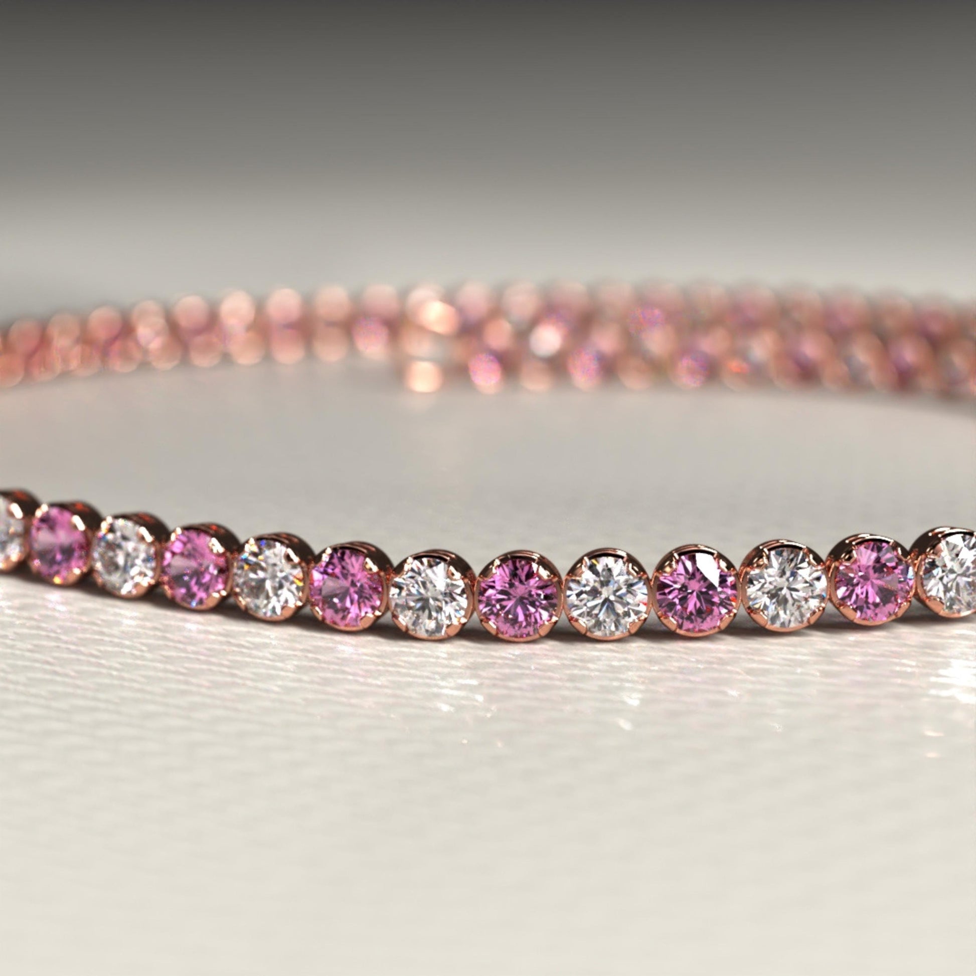 2.00 mm Intense Pink & White Lab Grown Diamond  Alternate luxurious Tennis Bracelet