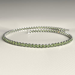 2.00 mm Round Cut Intense Green Lab Grown Diamond Peridot Dainty Tennis Bracelet