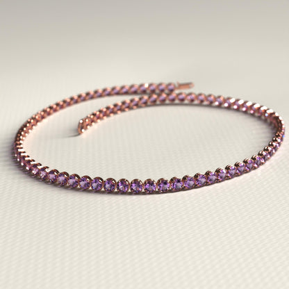 2.00 mm Round Cut Intense Purple Lab Grown Diamond Dainty Stacking Tennis Bracelet