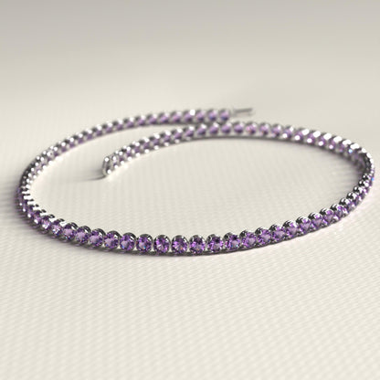 2.00 mm Round Cut Intense Purple Lab Grown Diamond Dainty Stacking Tennis Bracelet