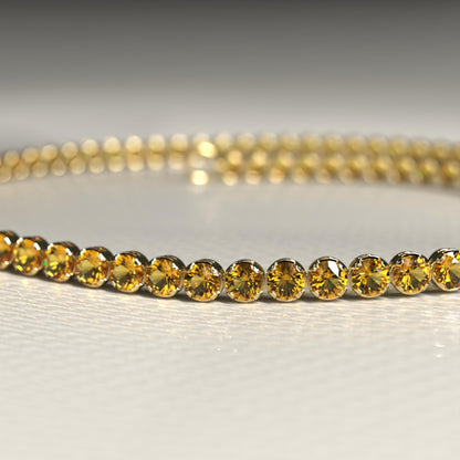 2.00 mm Round Cut Intense Yellow Lab Grown Diamond Birthday Present Tennis Bracelet