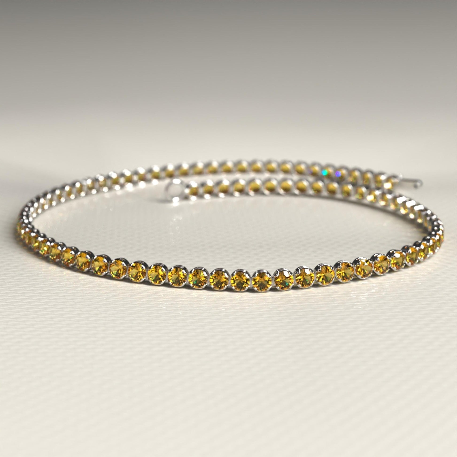 2.00 mm Round Cut Intense Yellow Lab Grown Diamond Birthday Present Tennis Bracelet