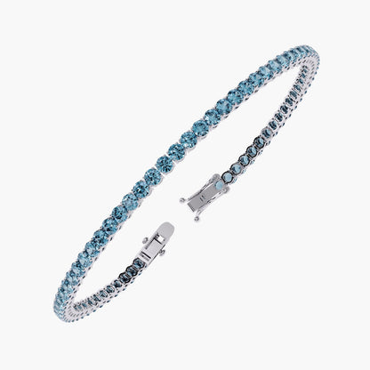 2.00 mm Unique Round Cut Vivid Blue Lab Grown Diamond 4 Prong Tennis Bracelet