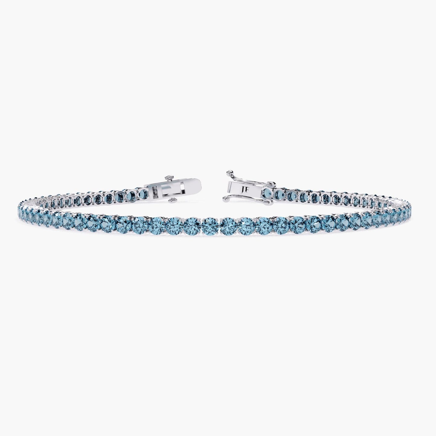 2.00 mm Unique Round Cut Vivid Blue Lab Grown Diamond 4 Prong Tennis Bracelet