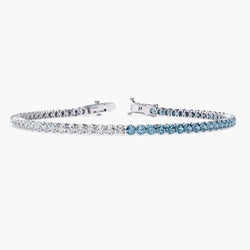 2.00 mm Unique Round Cut Vivid Blue & White Lab Grown Diamond 4 Prong Tennis Bracelet