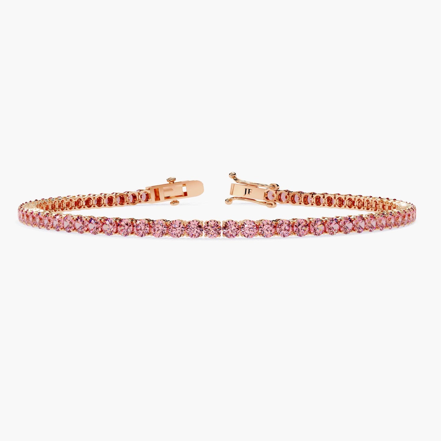 2.00 mm Unique Round Cut Vivid Pink Lab Grown Diamond 4 Prong Tennis Bracelet