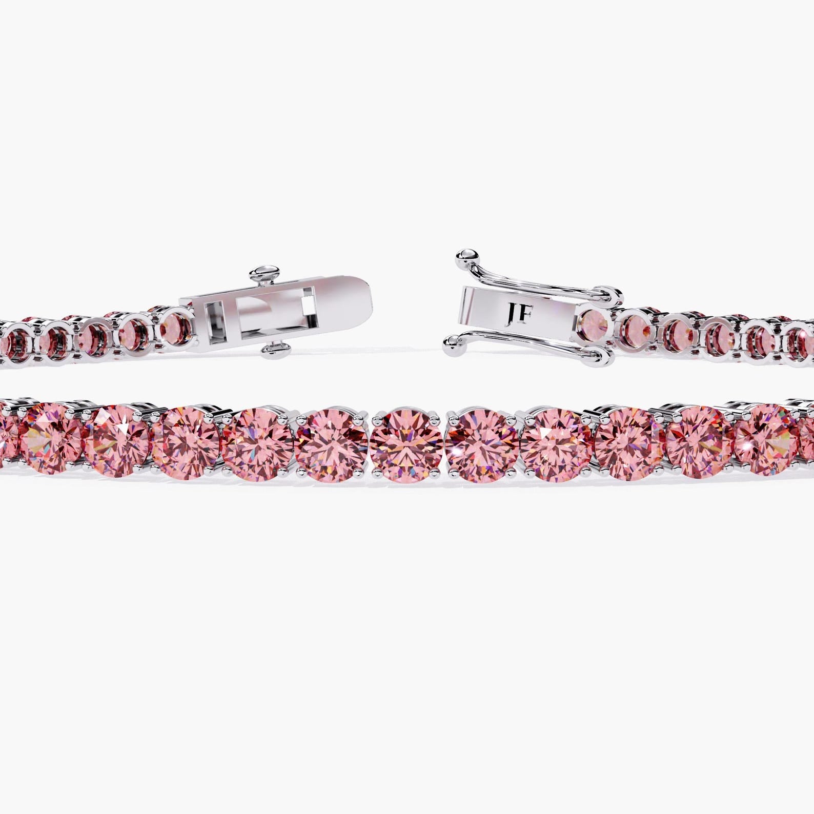 2.00 mm Unique Round Cut Vivid Pink Lab Grown Diamond 4 Prong Tennis Bracelet