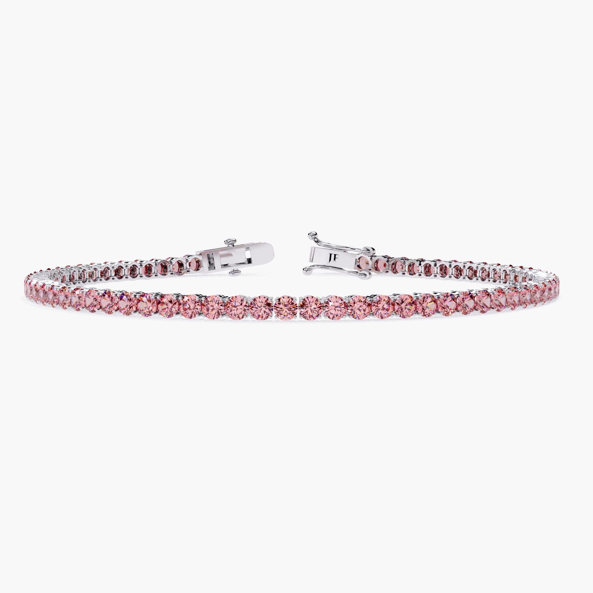 2.00 mm Unique Round Cut Vivid Pink Lab Grown Diamond 4 Prong Tennis Bracelet