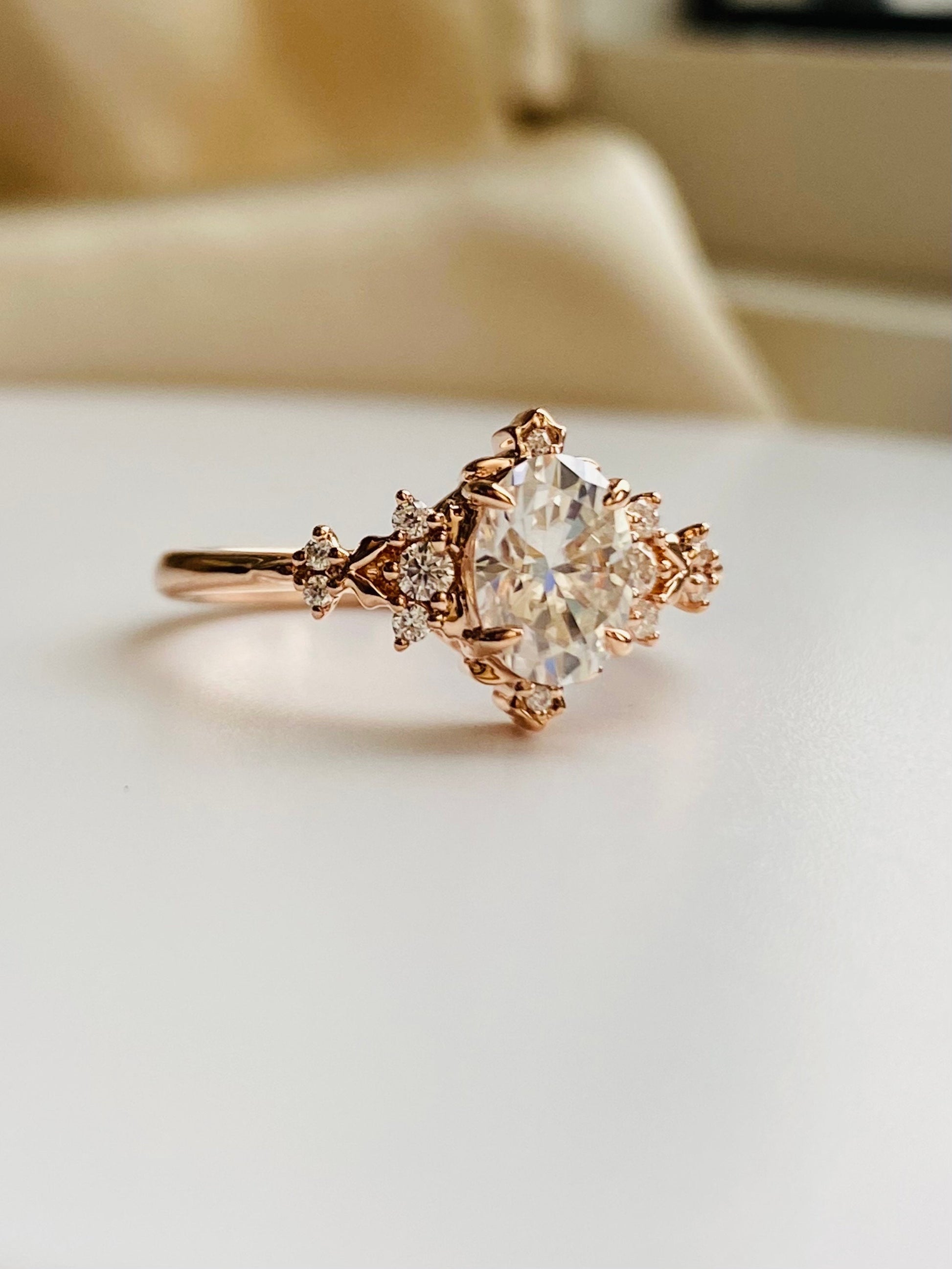 2.20 CT Lab Grown Diamond Engagement Ring Fantasy Unique gold ring for romantic bride