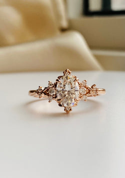 2.20 CT Lab Grown Diamond Engagement Ring Fantasy Unique gold ring for romantic bride