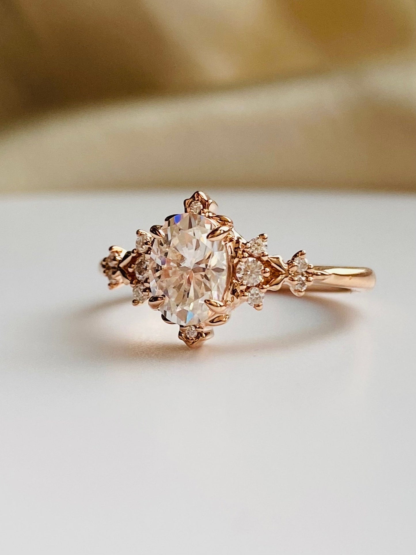 2.20 CT Lab Grown Diamond Engagement Ring Fantasy Unique gold ring for romantic bride